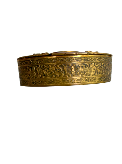 Antique French Gilt Metal Jewelry Casket with Portrait Miniature of Marie Antoinette, Late 19th Century
