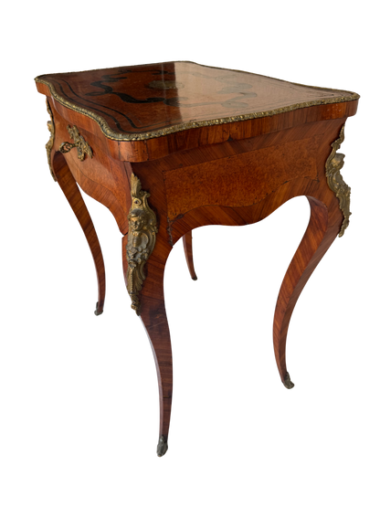 Stamped Paul Sormani Paris Louis XV Style Marquetry Vanity / Dressing Table with Mirror