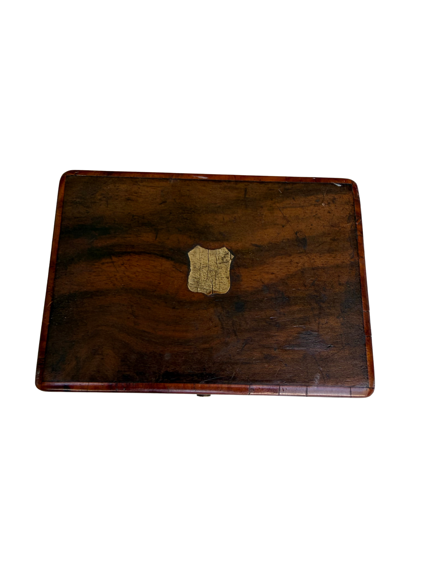 Antique Continental Two-Air Cylinder Music Box Case with Rosewood Veneer and Original Tune Sheet