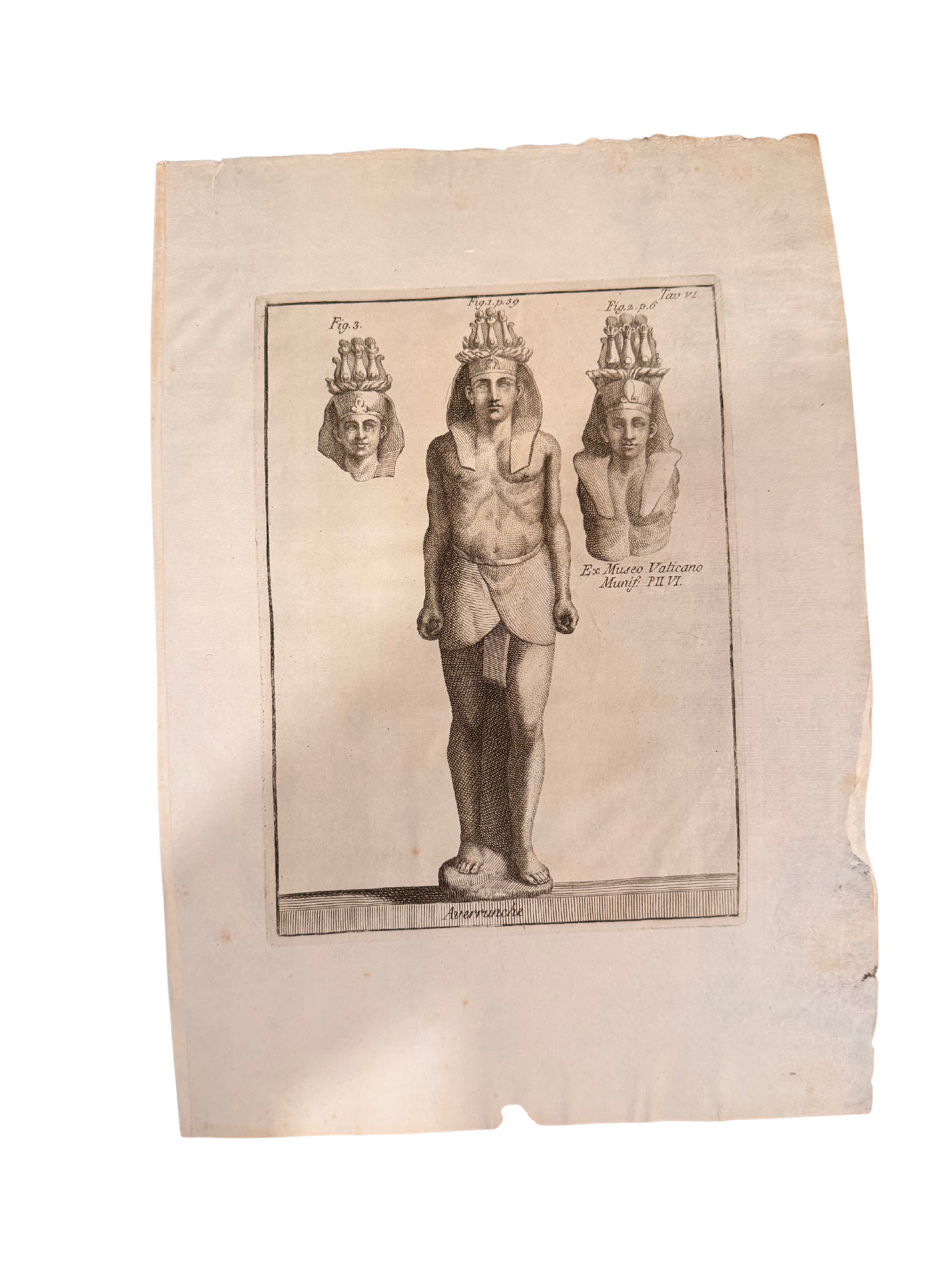 18th C Engraving of Egyptian Pharoh/Diety