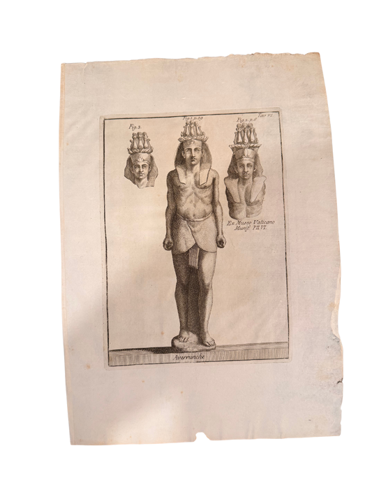 18th C Engraving of Egyptian Pharoh/Diety