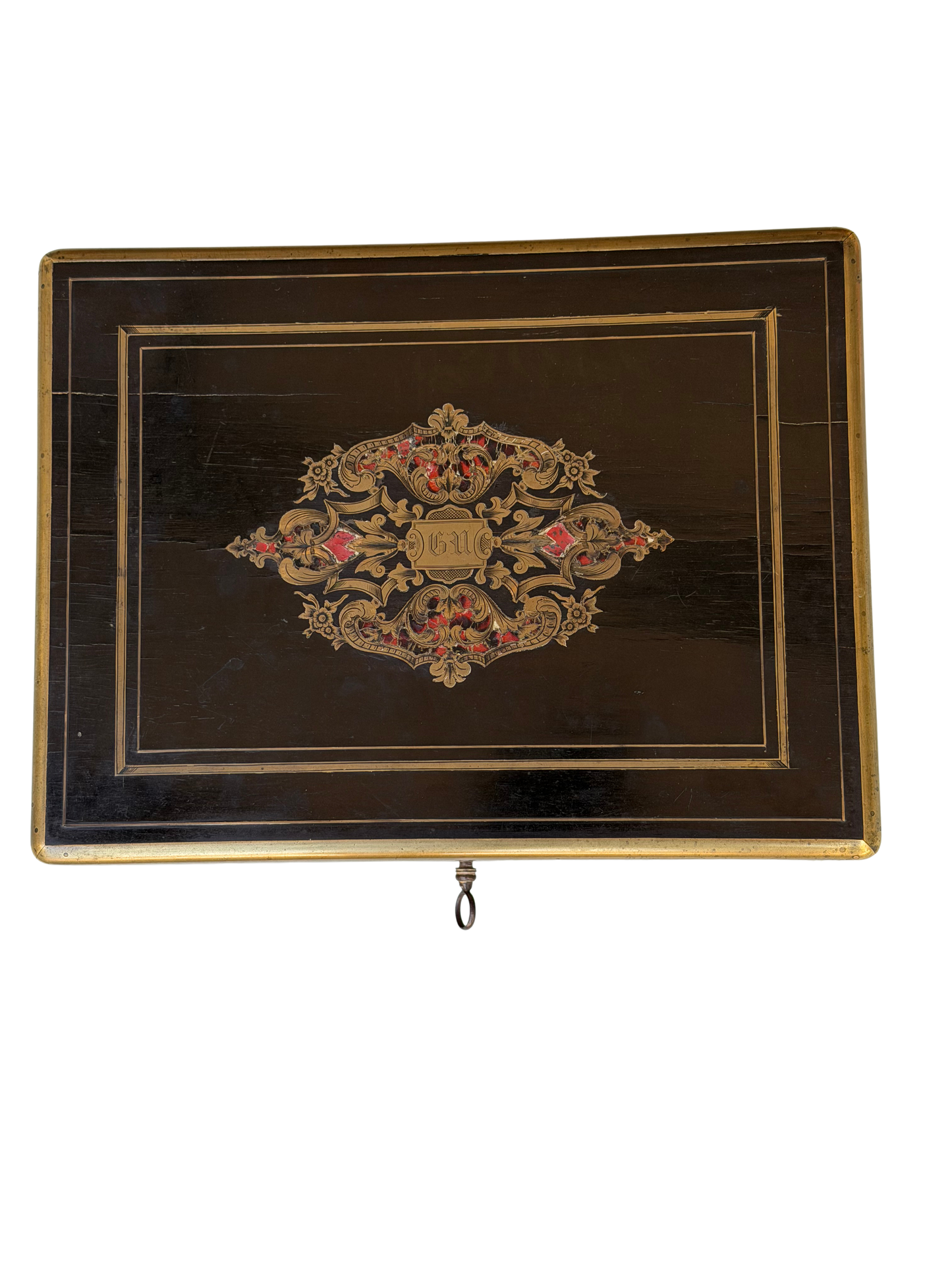 Napoleon III French Boulle-Style Fitted Dressing Case with Minerva Silver Appointments and Monogrammed Cartouche