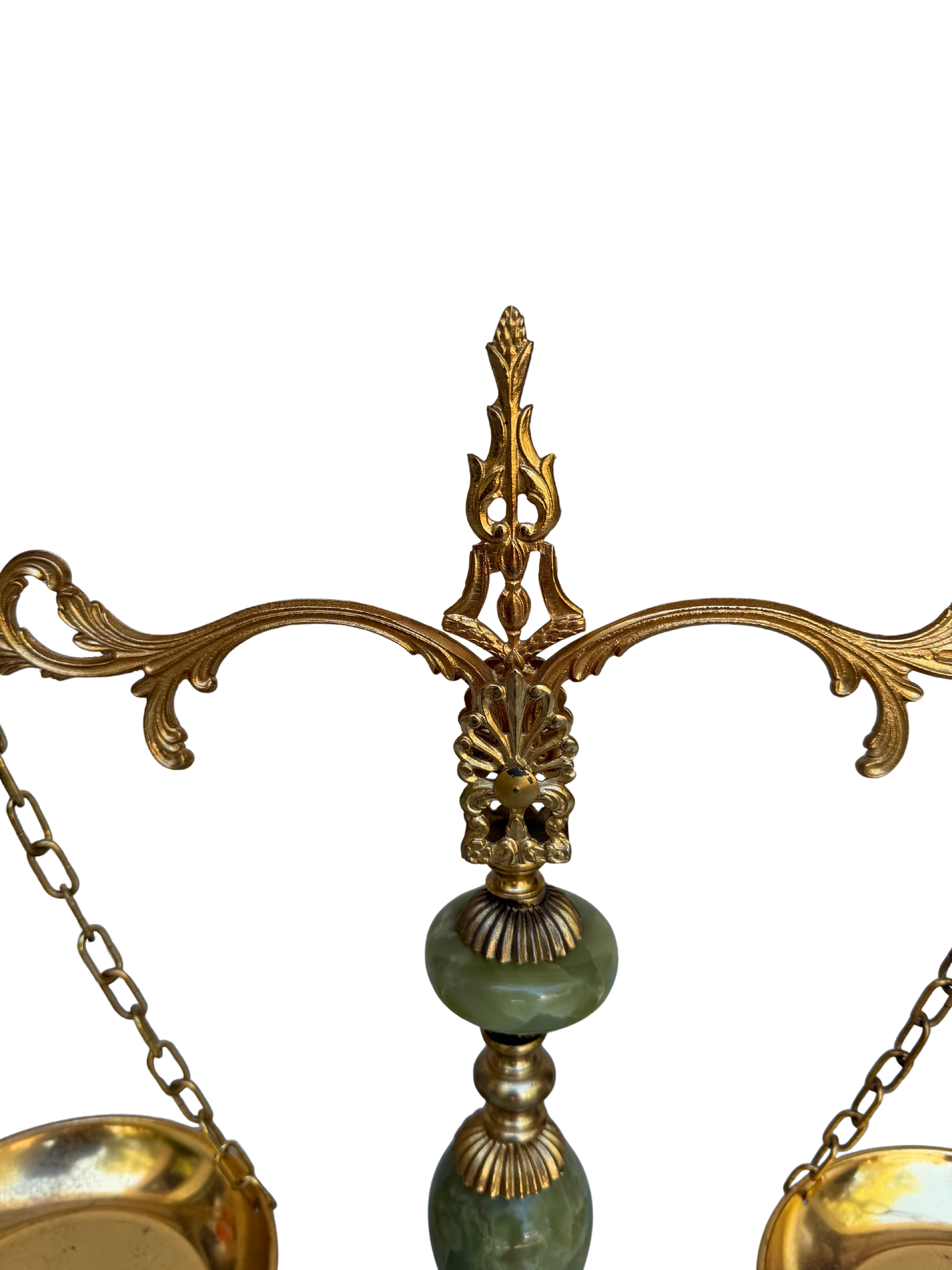 Vintage Continental Gilt Metal and Green Onyx Balance Scale, Mid-20th Century