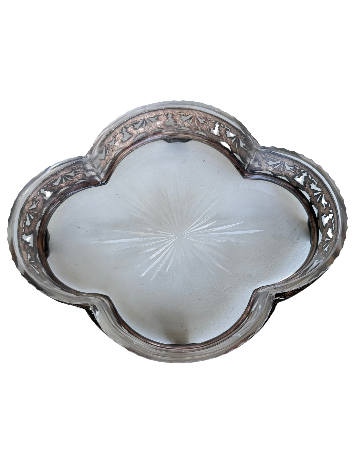 Wiskemann Silver-Plated Mounted Crystal Centerpiece Bowl / Jardinière