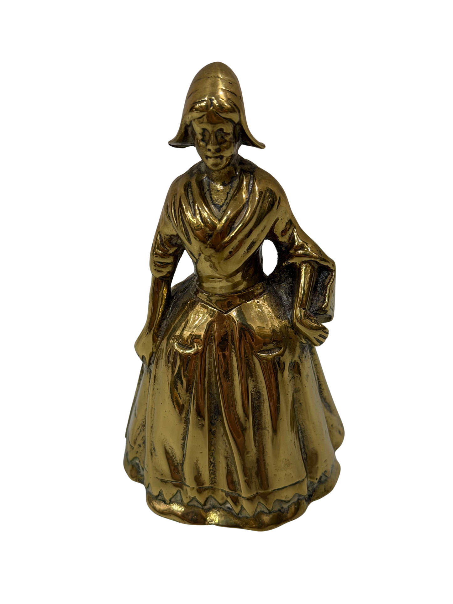 Antique Victorian Solid Brass "Dutch Girl" Table Bell