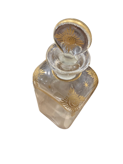 Antique Book-Form Leather Tantalus / Decanter Set with Gilt-Decorated Glassware