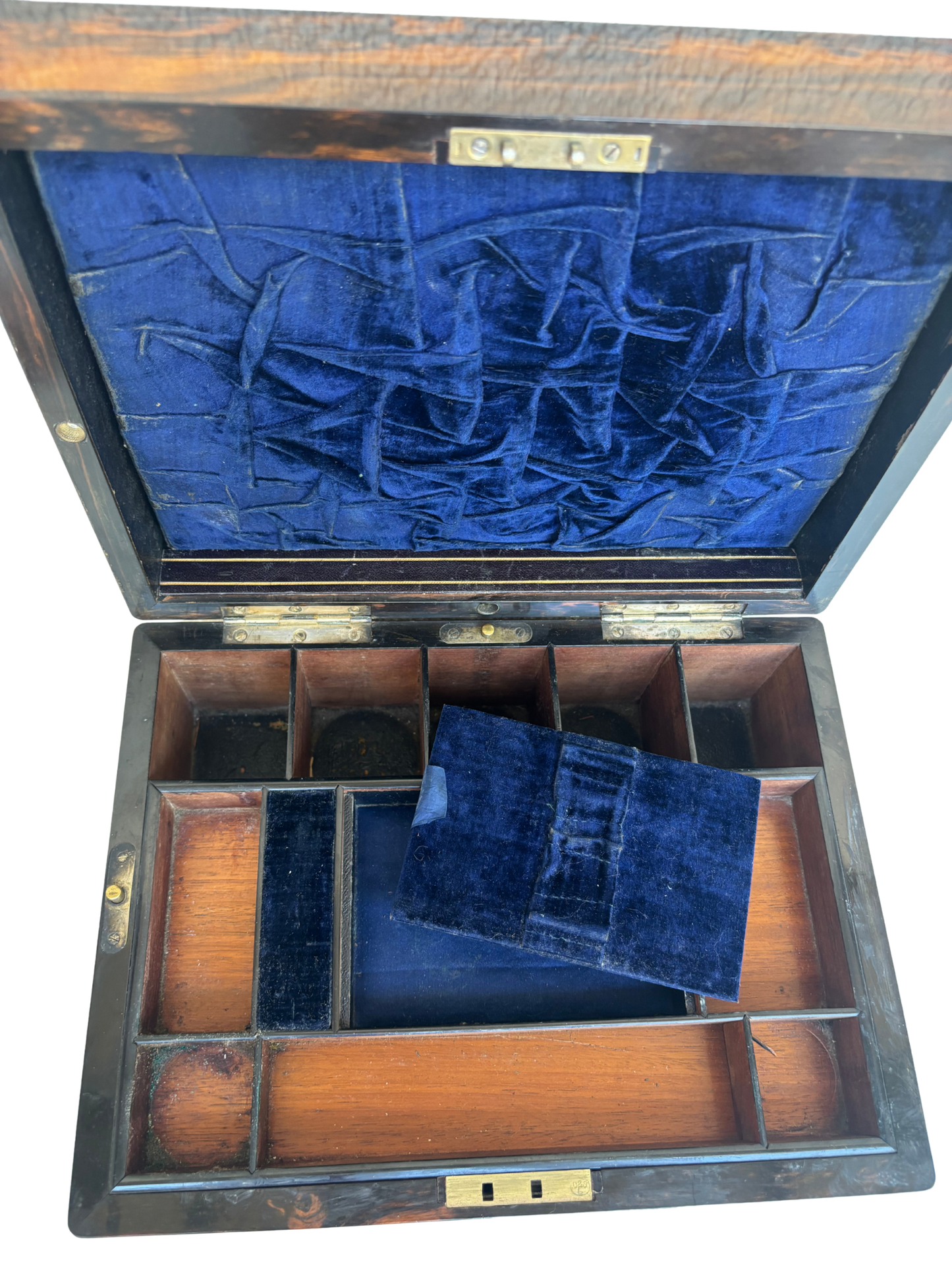 Fine Victorian Burled Walnut Vanity / Dressing Case with Silverplate Fittings, Secret Compartments, Hidden Documents, and Engraved Cartouche Dated 1891