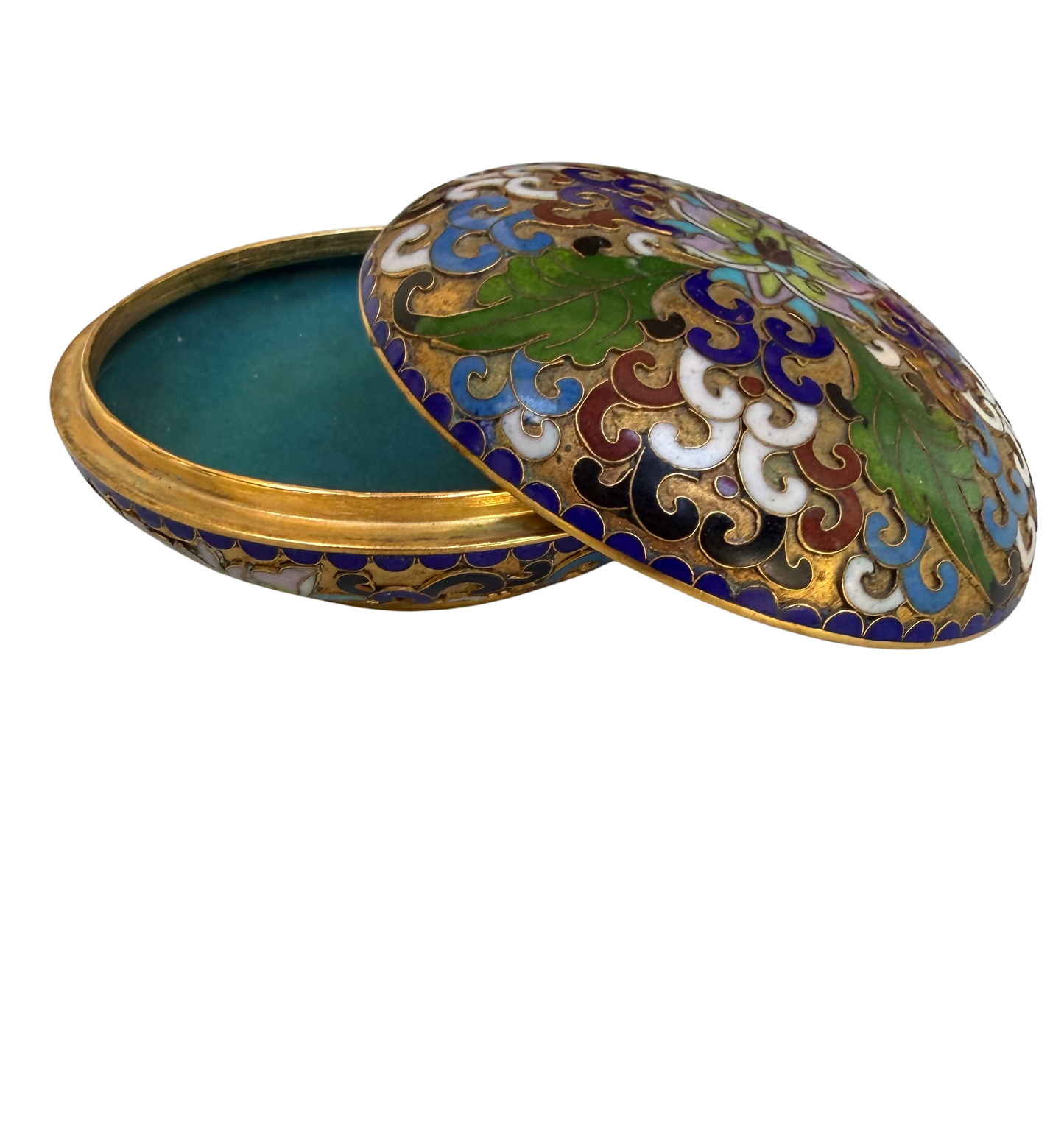 Vintage Chinese Cloisonné Enamel Floral Lidded Box with Gilt Ground, Mid-20th Century