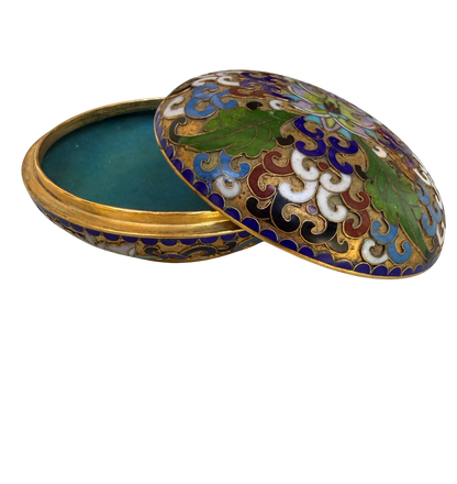 Vintage Chinese Cloisonné Enamel Floral Lidded Box with Gilt Ground, Mid-20th Century