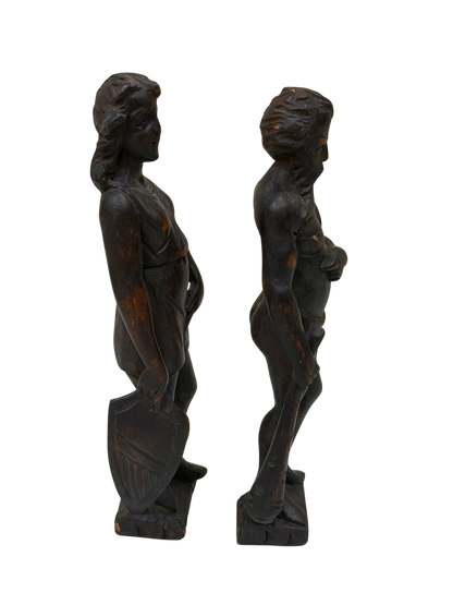 Pair of Antique Grand Tour Style Classical Figural Sculptures (Male &amp; Female)