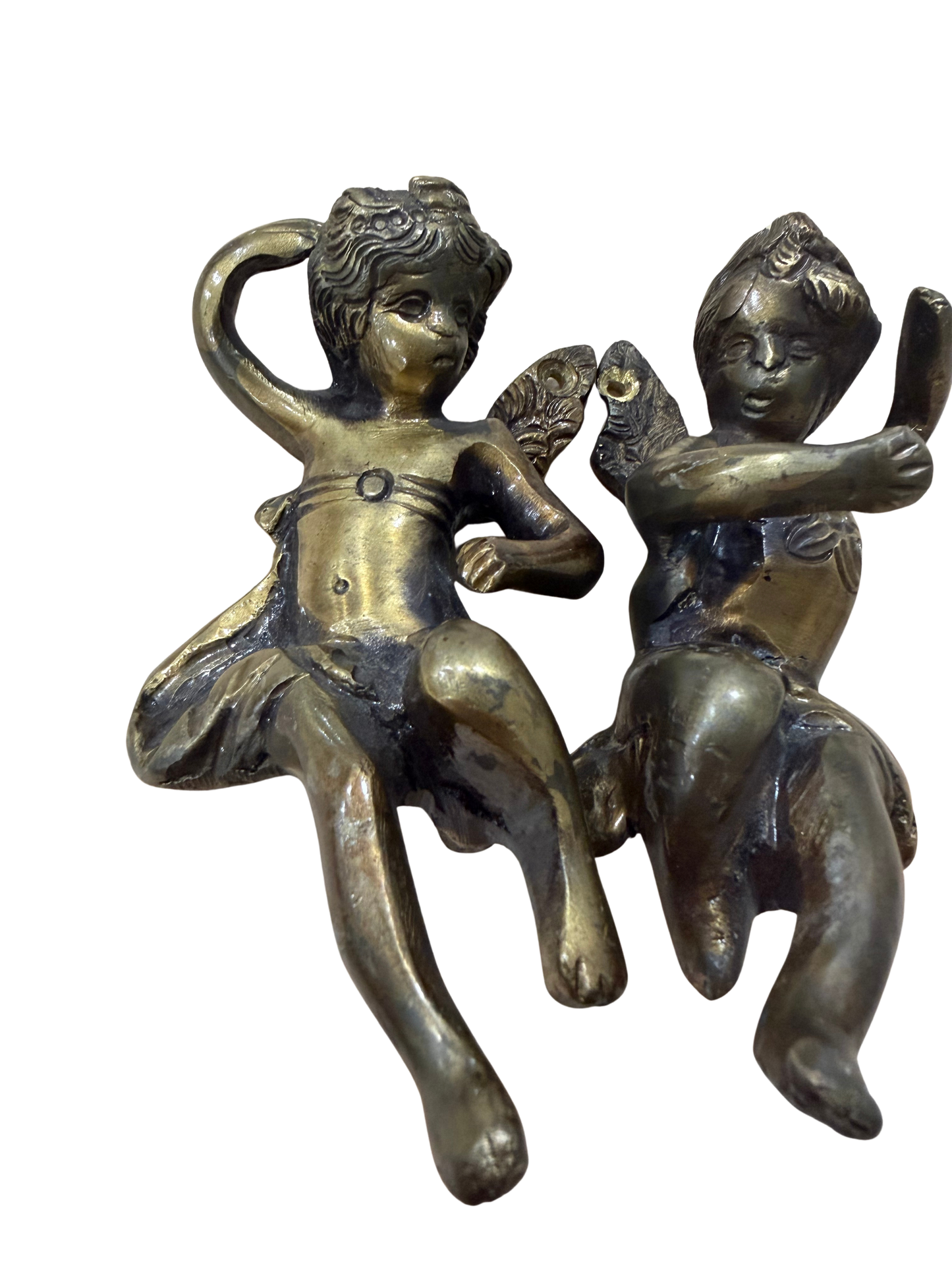 Pair of Gilt Metal Cherub Architectural Mounts or Furniture Ornaments