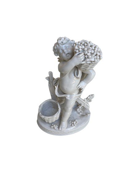 Attributed  Aelteste Volkstedter Porzellanmanufaktur Blanc de Chine Putto Harvest Figure