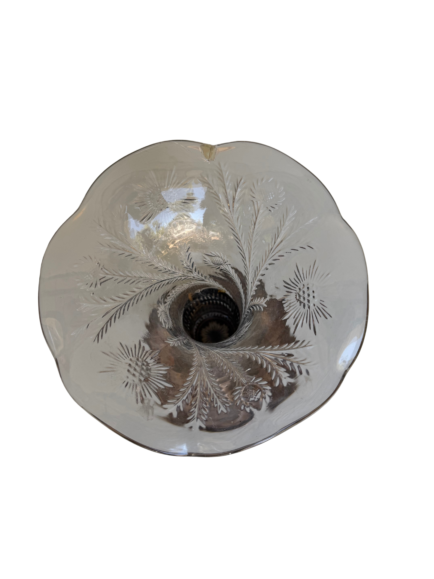 Antique Forbes Silver Co. Silverplate & Etched Glass Trumpet Vase, Circa 1895–1915