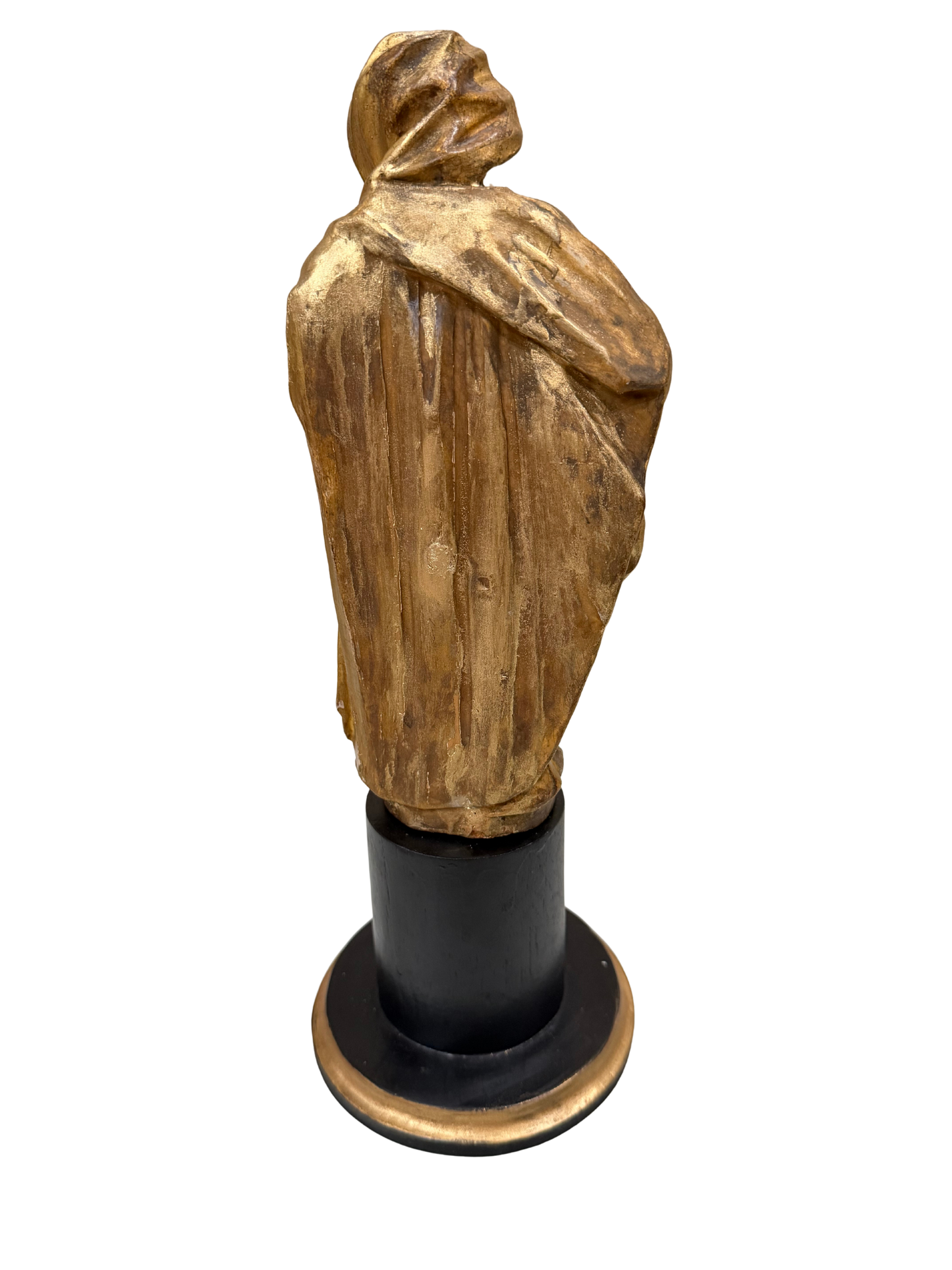 Continental Giltwood Figure of the Madonna Annunciata on Ebonized Pedestal