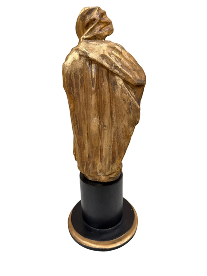 Continental Giltwood Figure of the Madonna Annunciata on Ebonized Pedestal