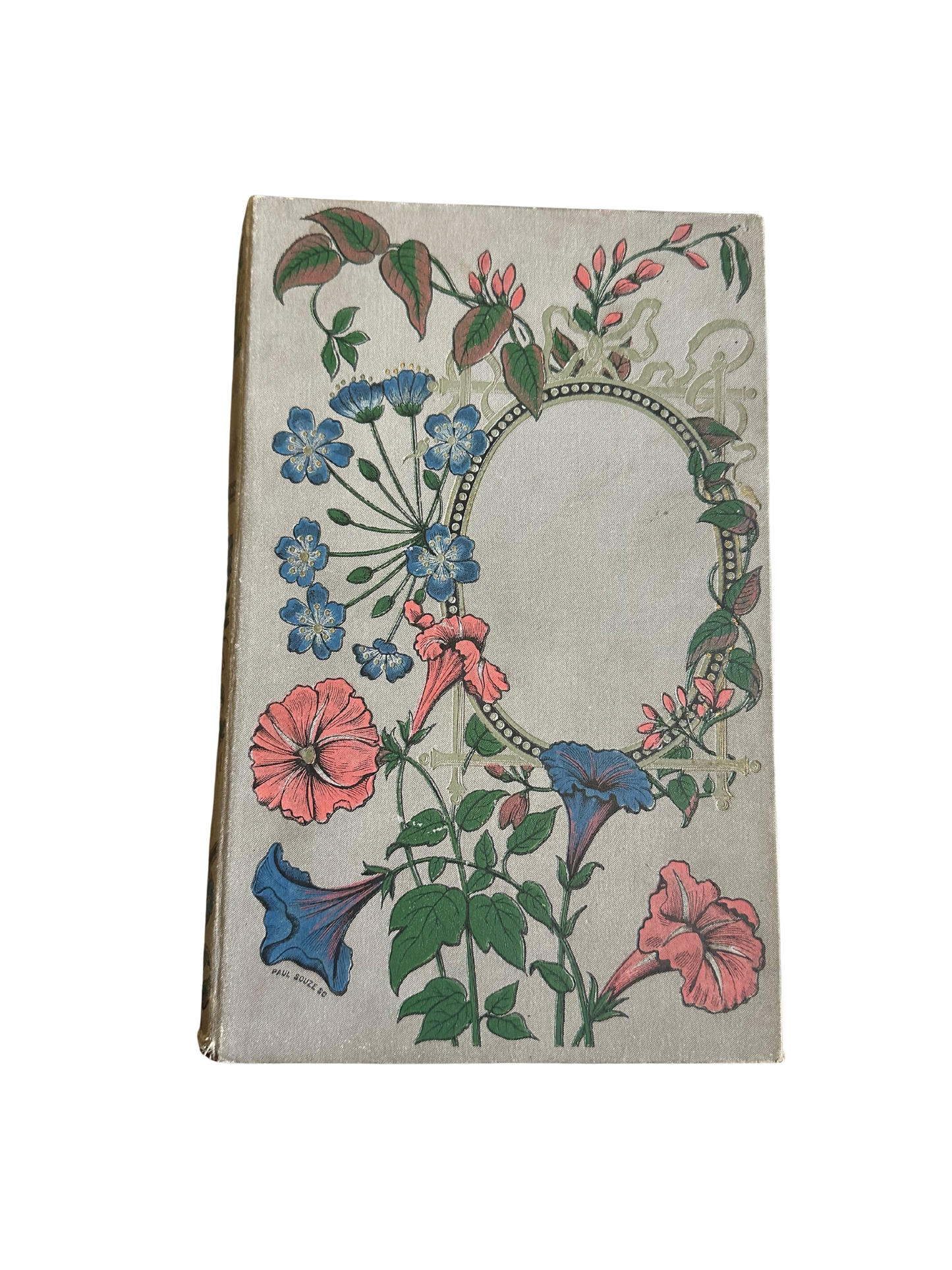 Late 19th C Floral Linen Book - Histoire de Bertrand du Guesclin (A Mame et Fils / Paul Souze)