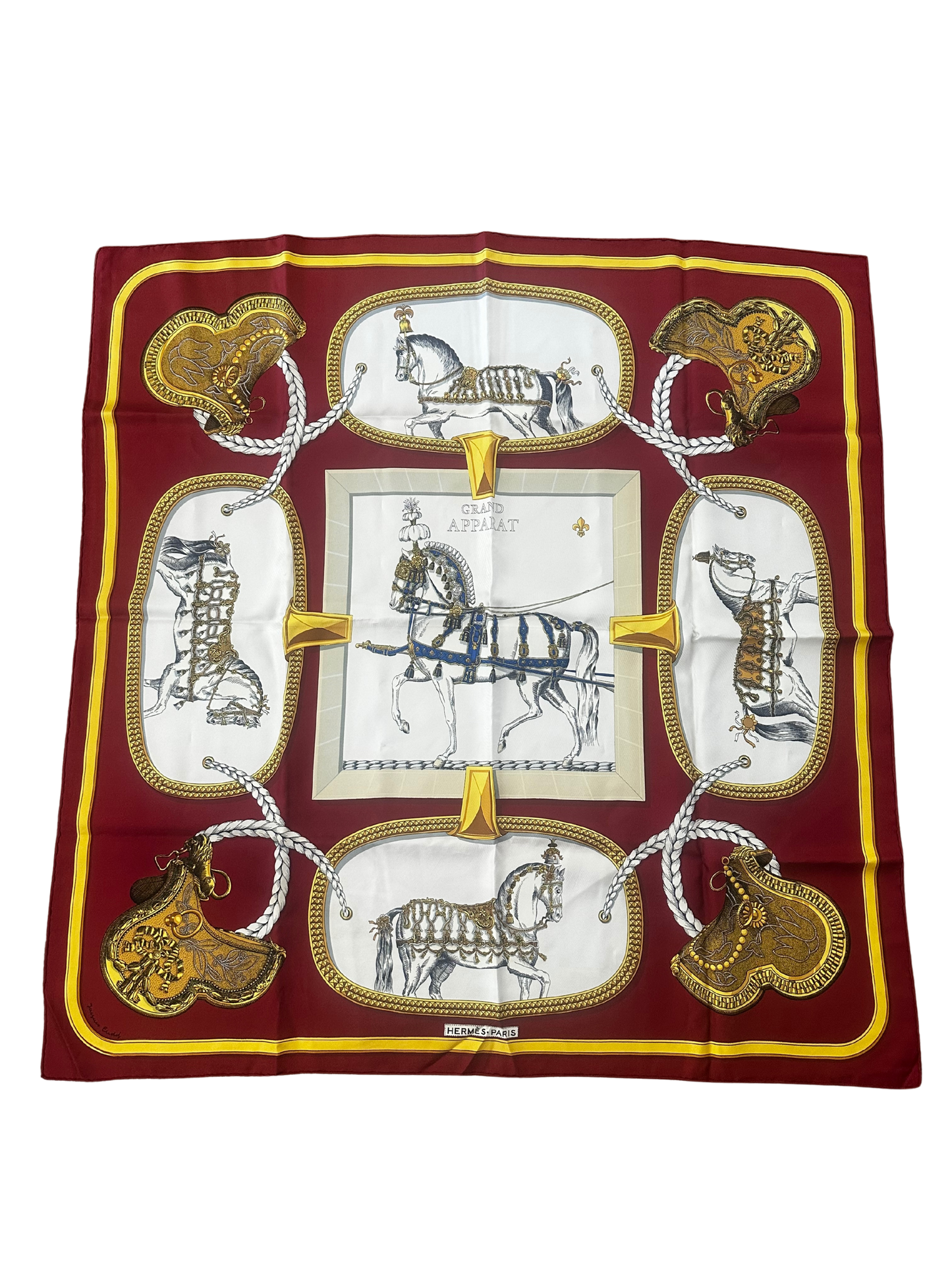 Hermes Grand Apparat Scarf (Horses) - Designed by Jacques Eudel / Issued in 1951 (35")