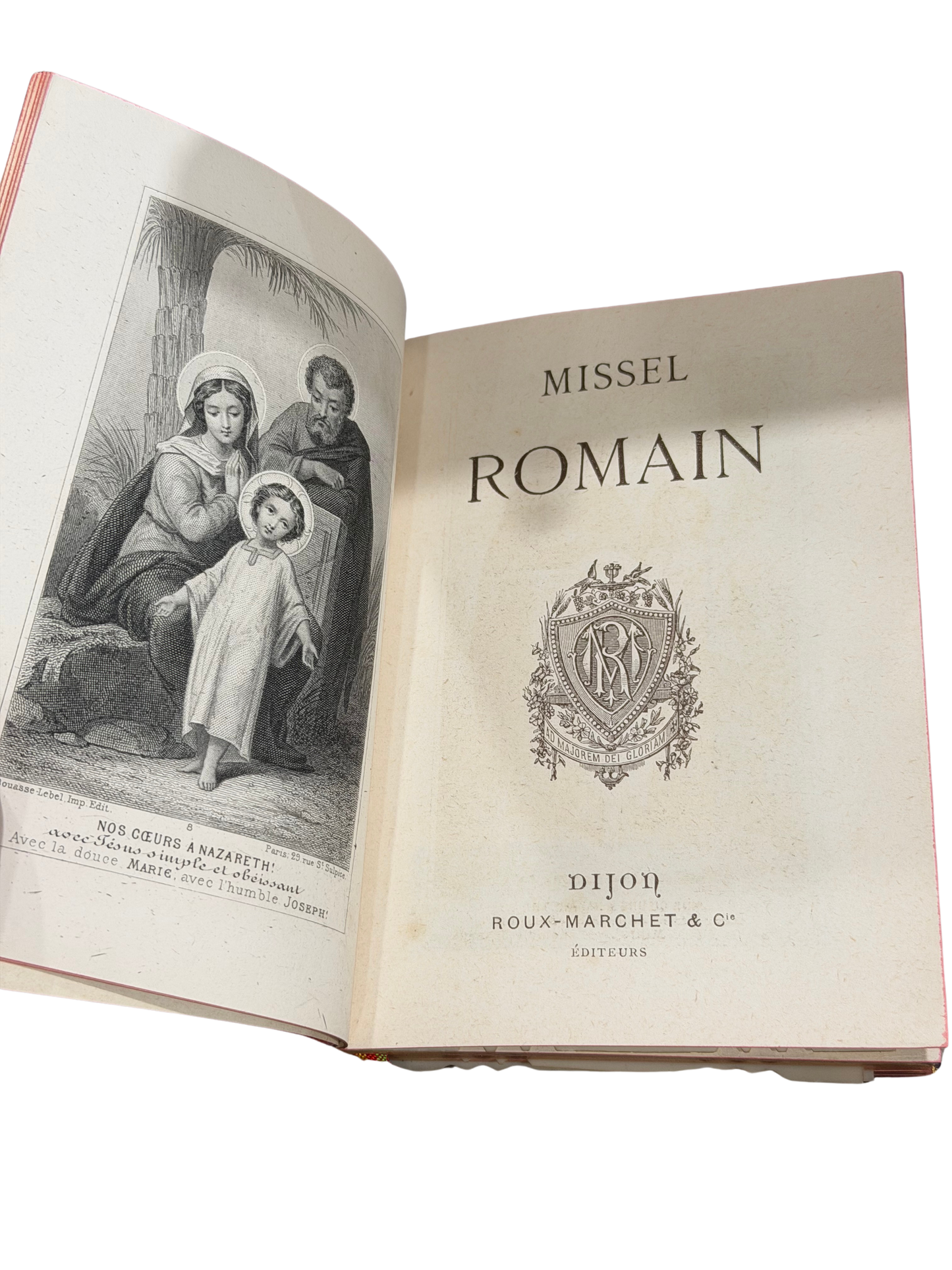 French Leather-Bound “Missel Romain” Prayer Book in G.M. Paris Presentation Case, Dijon 1897