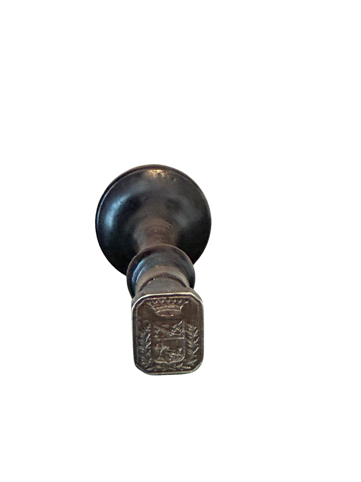 19th Century Heraldic Wax Seal with Turned Wood Handle
