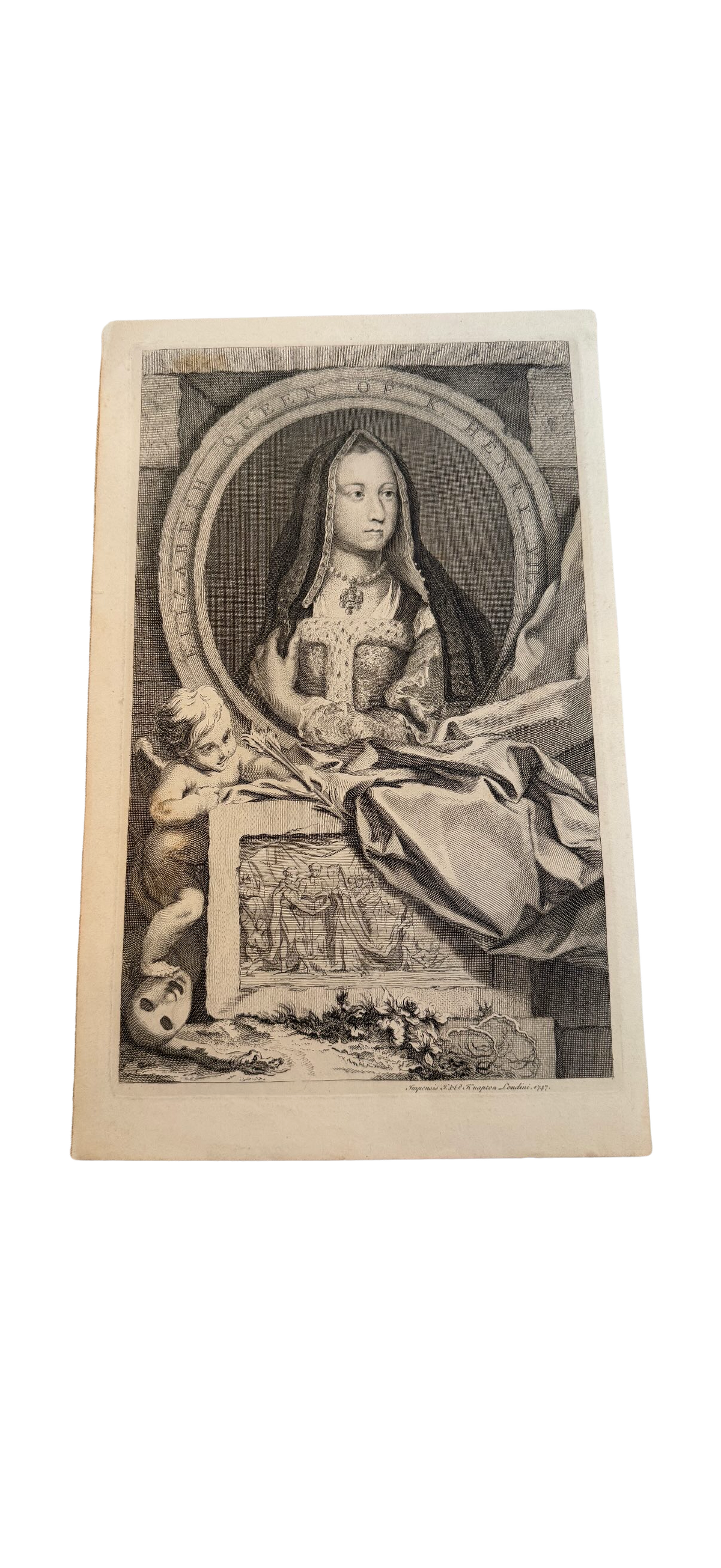 Knapton 1747 Engraving - Elizabeth Queen of Henry VII
