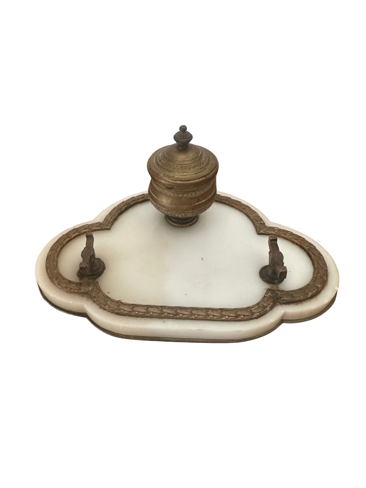 Late 19th C French Marble Inkwell/Encrier Set