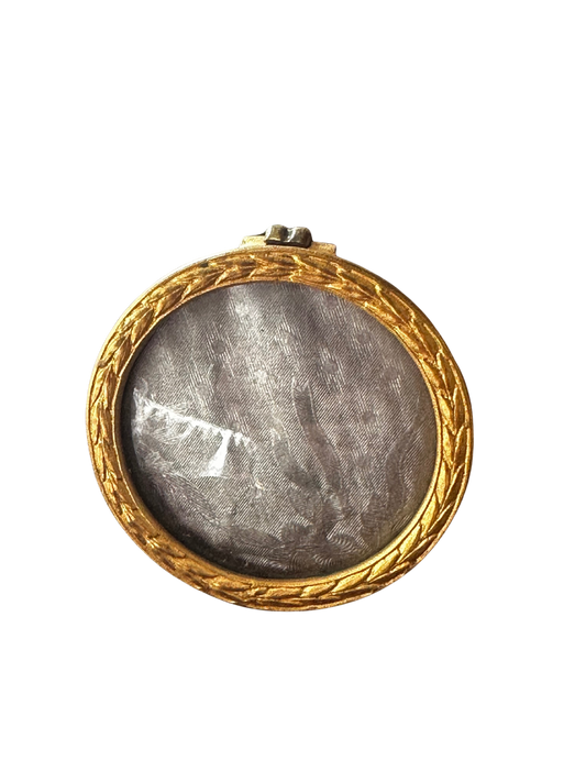 Late 18th / Early 19th C French Gilt Miniature Circular Portrait Frame with Laurel Wreath Motif