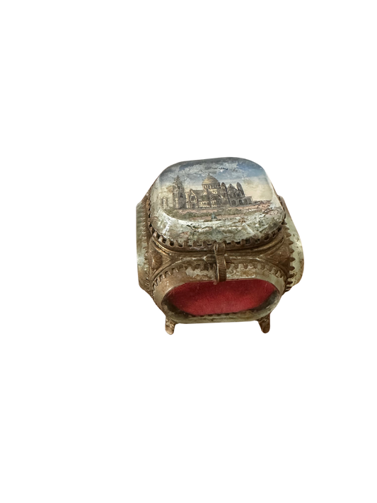 Late 19th C French Palais Royal Ormolu and Beveled Glass Grand Tour Jewelry Casket (Montmarte)