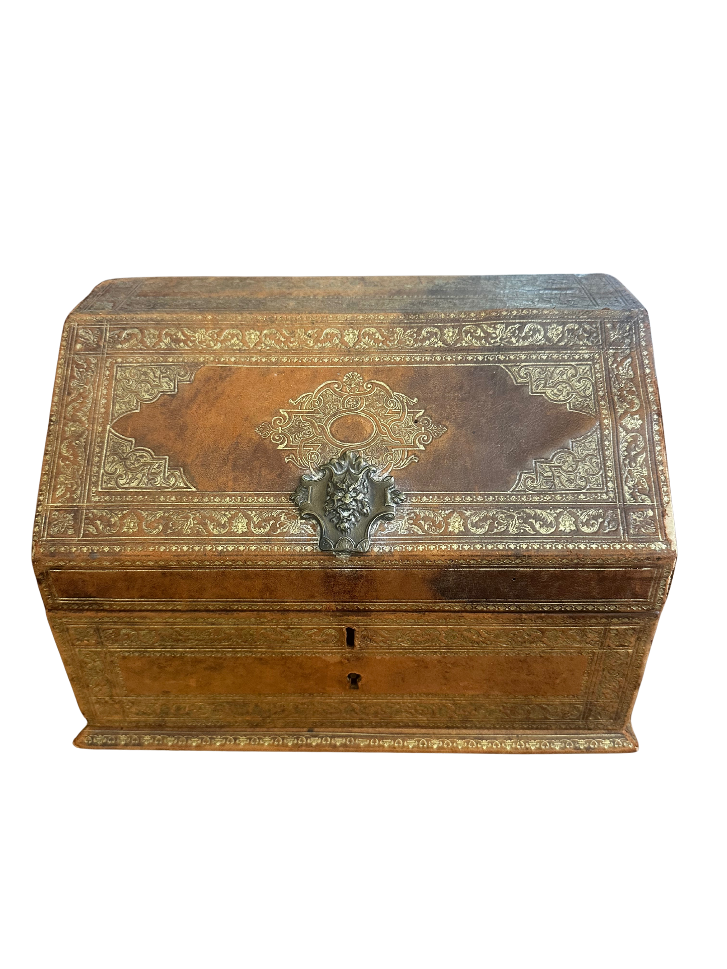 Late 19th C Maison Boissier Tooled Leather Correspondence Box