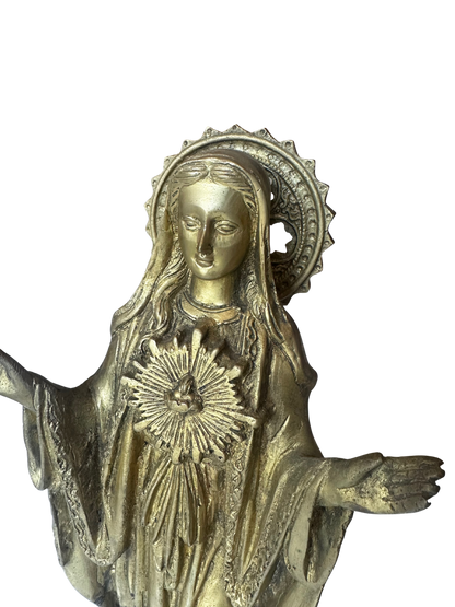 Late 19th / Early 20th C Gilt Bronze Devotional Statues of Christ and the Virgin Mary