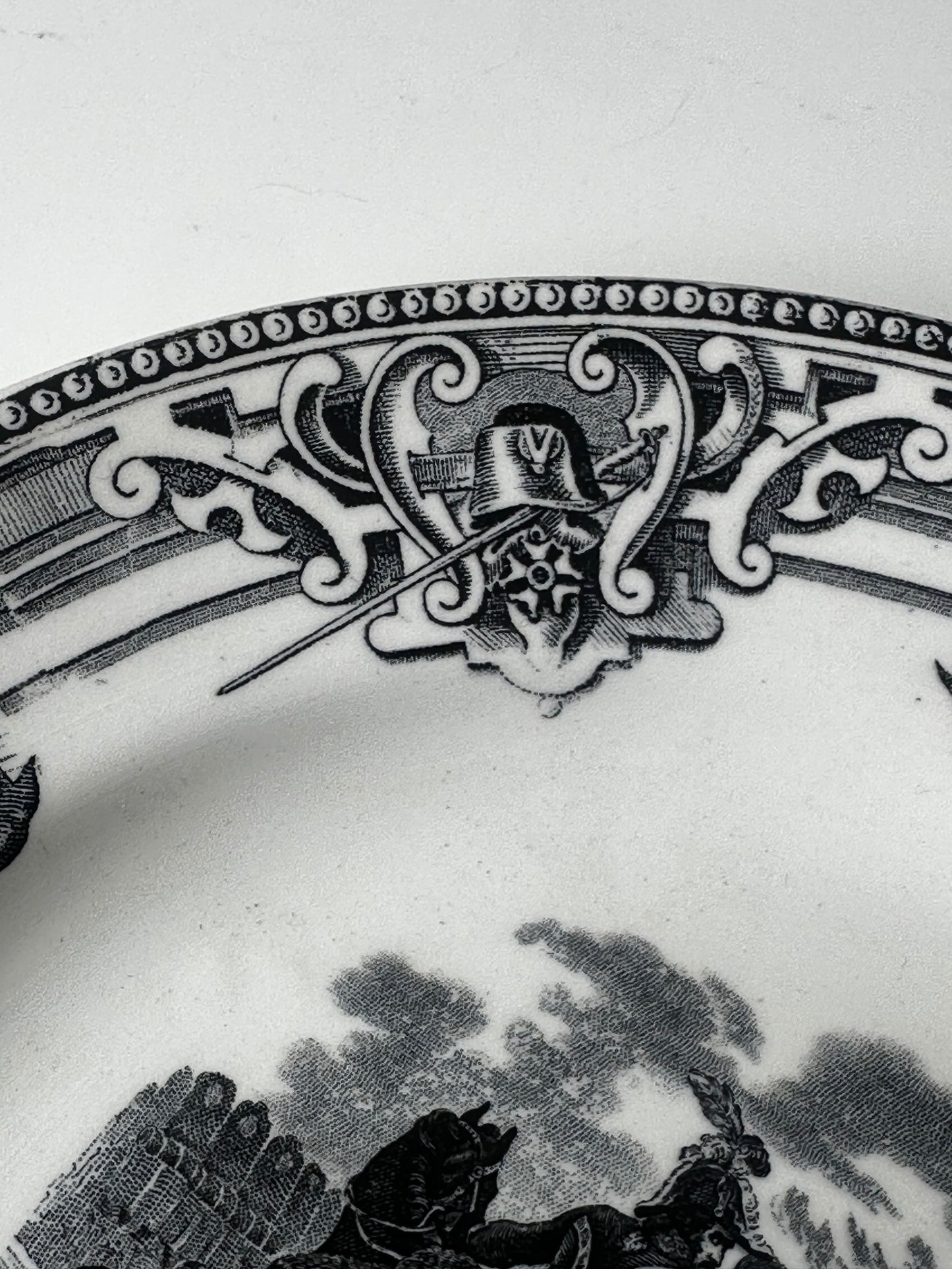 Black Transferware Plate - Napoleon (Boch Freres)