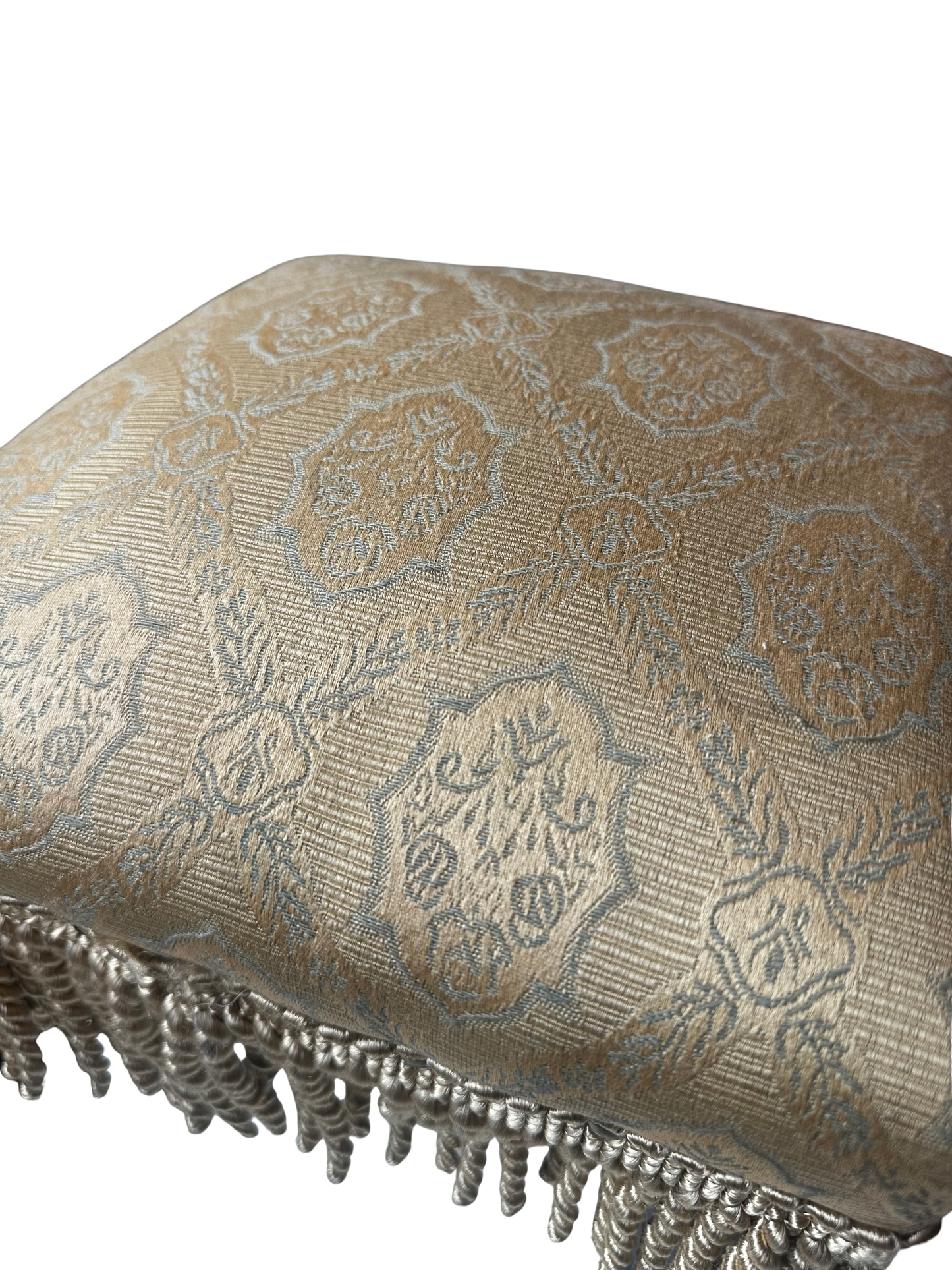 Vintage Upholstered Fringe Footstool