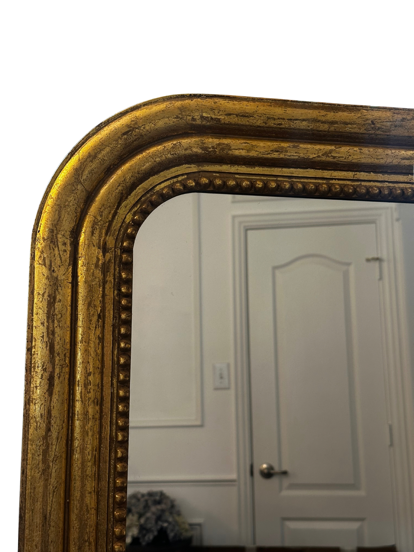 Arched Gilt Louis Philippe Style Wall Mirror with Beaded Inner Slip