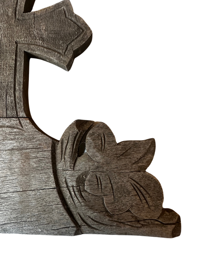 Hand-Carved Wooden Devotional Cross Panel Marked VII