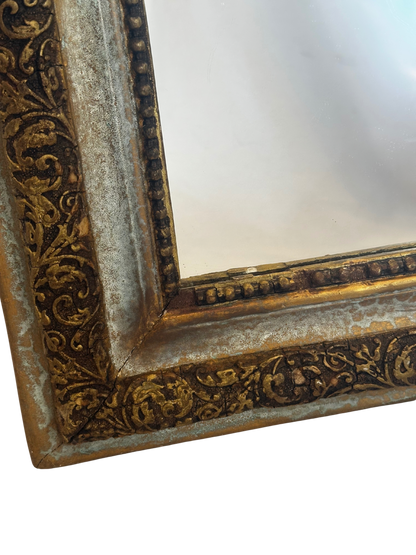 19th-Century French Giltwood Mirror with Carved Foliate Decoration