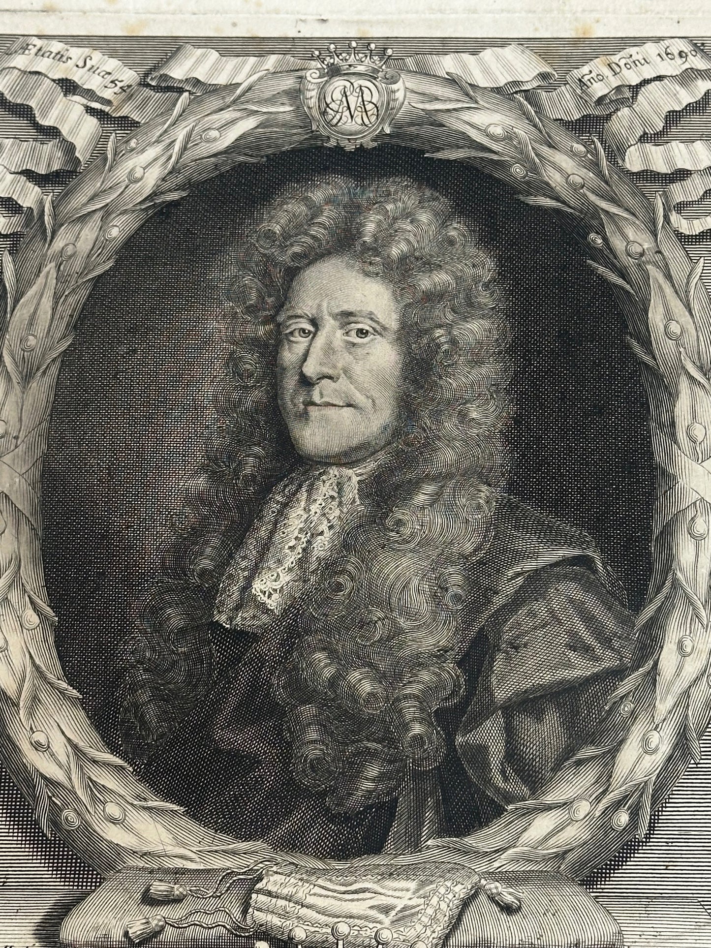 Antique Baroque Engraved Portrait of George Melville, Earl of Melville