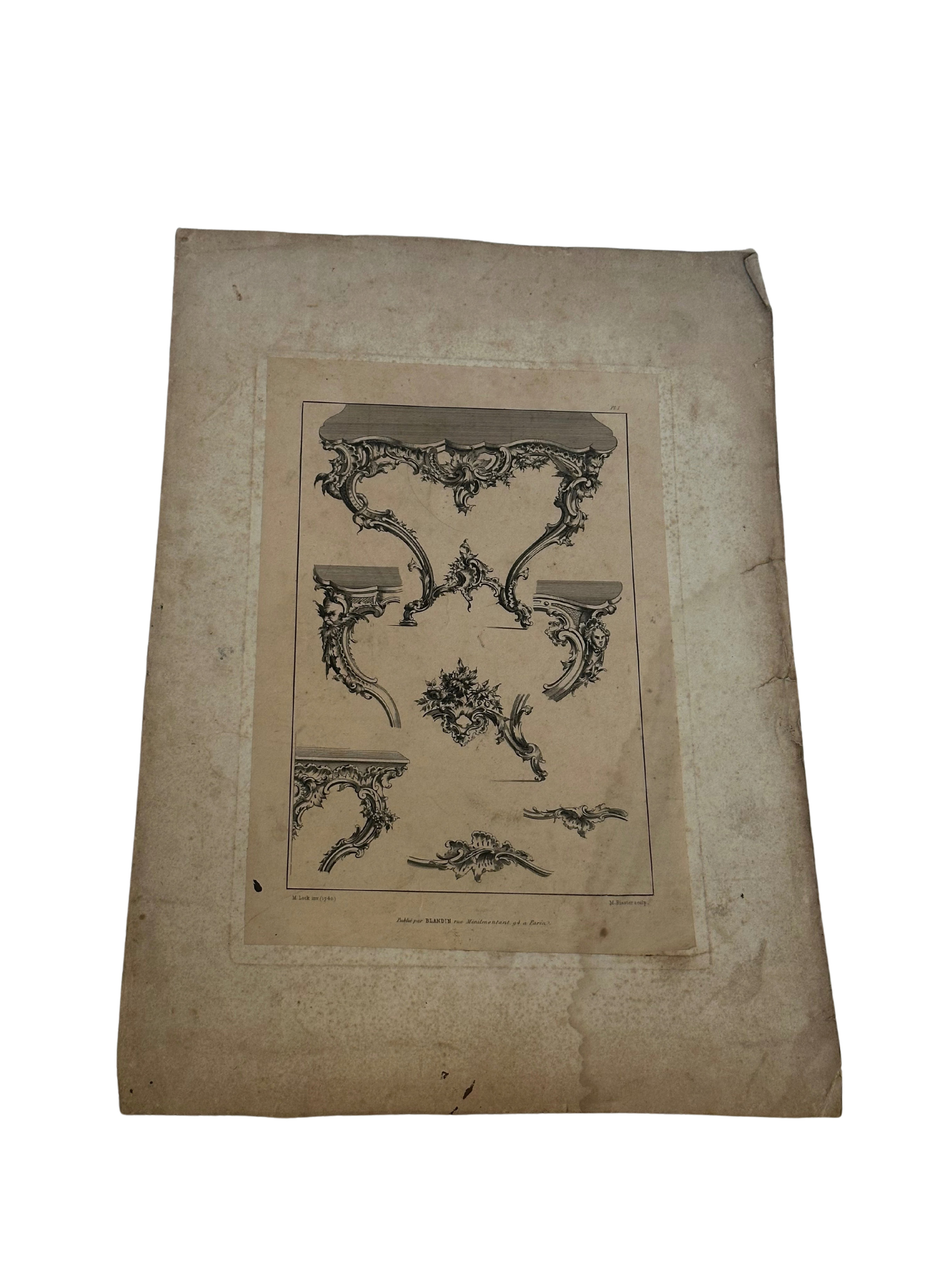 19th-Century French Rococo Revival Furniture Ornament Engraving — Plat ...