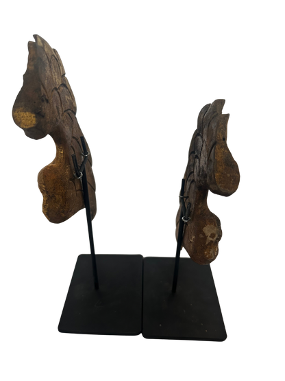 Pair of Antique Carved and Gilded Wooden Wing Fragments