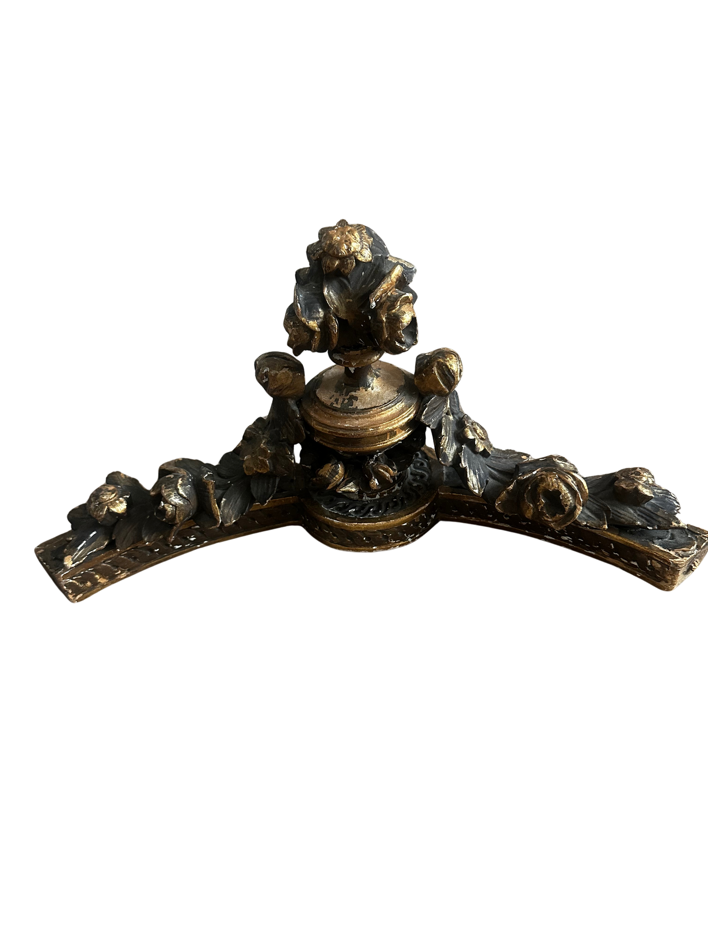 Antique 19th Century French Giltwood Pediment with Urn and Floral Swag Crest