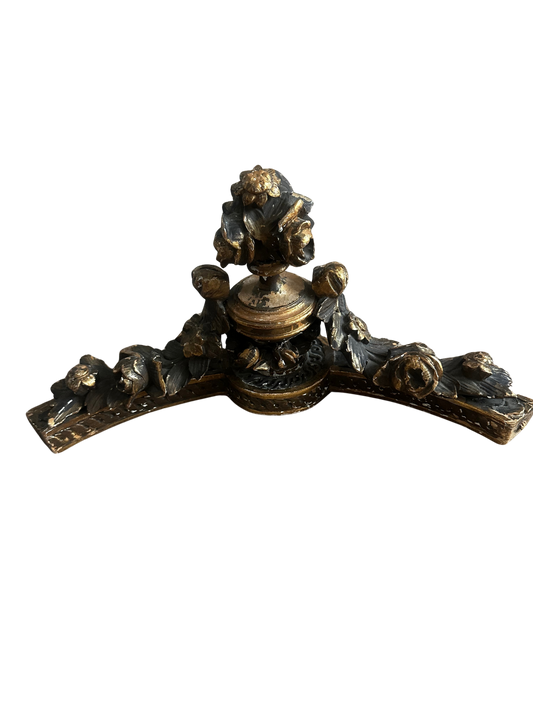 Antique 19th Century French Giltwood Pediment with Urn and Floral Swag Crest