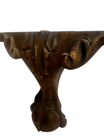 Antique Carved Wooden Furniture Fragment with Claw-and-Ball Motif