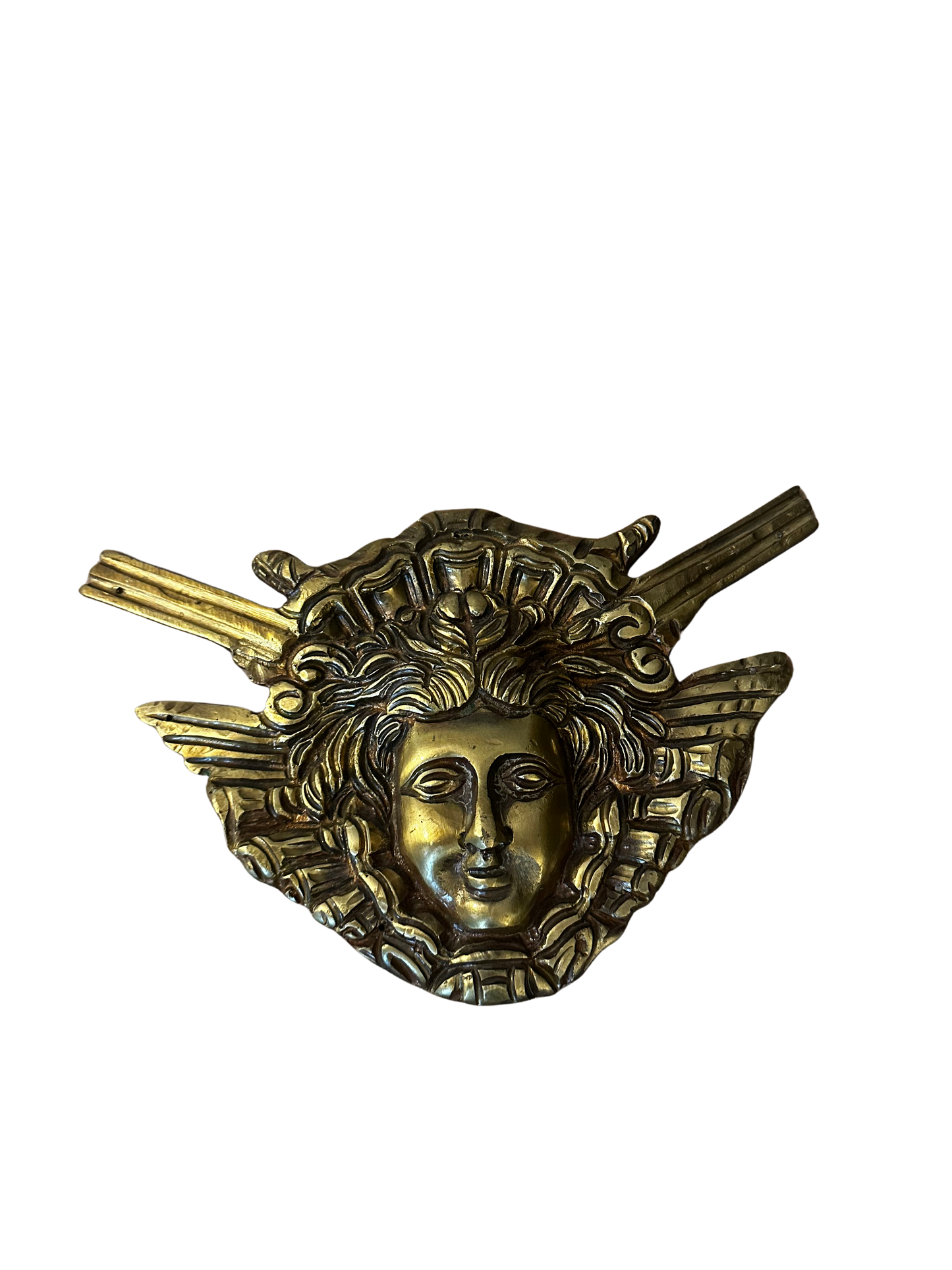 Classical Bronze Wall Appliqué of Apollo / Sun God Mask