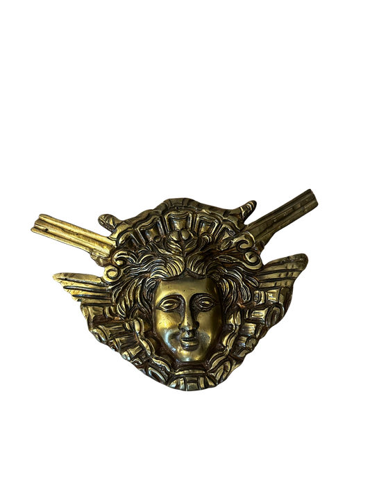 Classical Bronze Wall Appliqué of Apollo / Sun God Mask