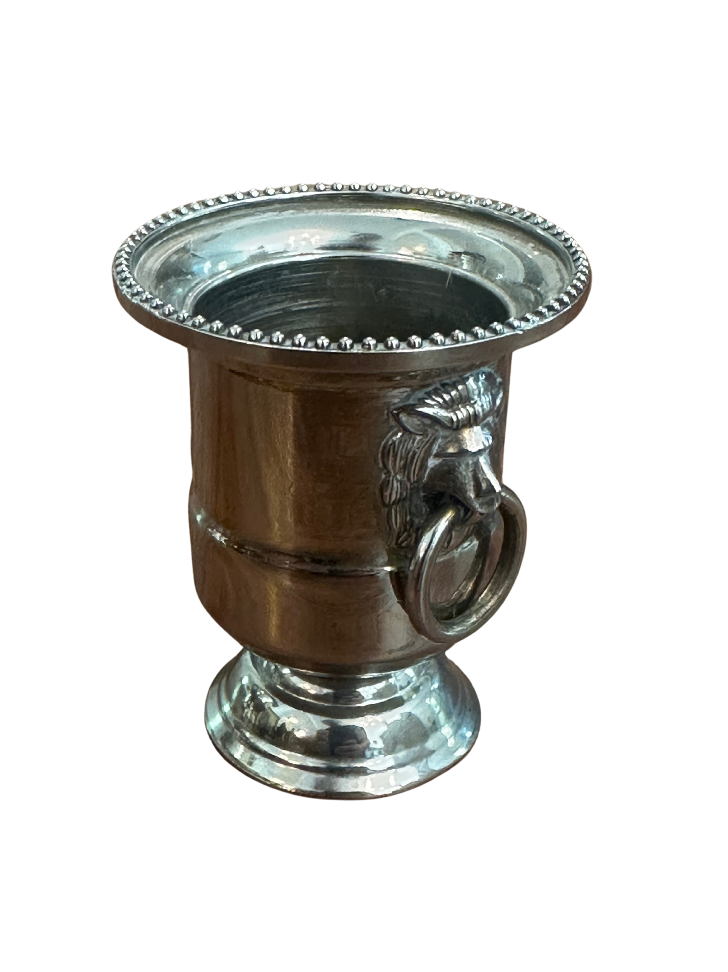 Mid-Century Silverplate Lion Head Matchstick Holder