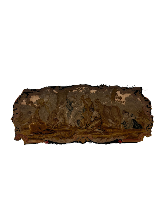 French Needlepoint and Petite-Pointe Fragment with Myth of Europa Tapestry Fragment