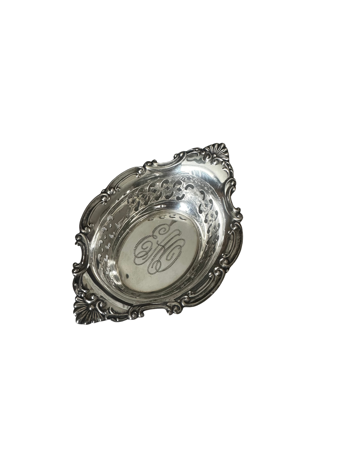Gorham Sterling Silver Pierced Nut or Bon Bon Dish (Monogrammed)