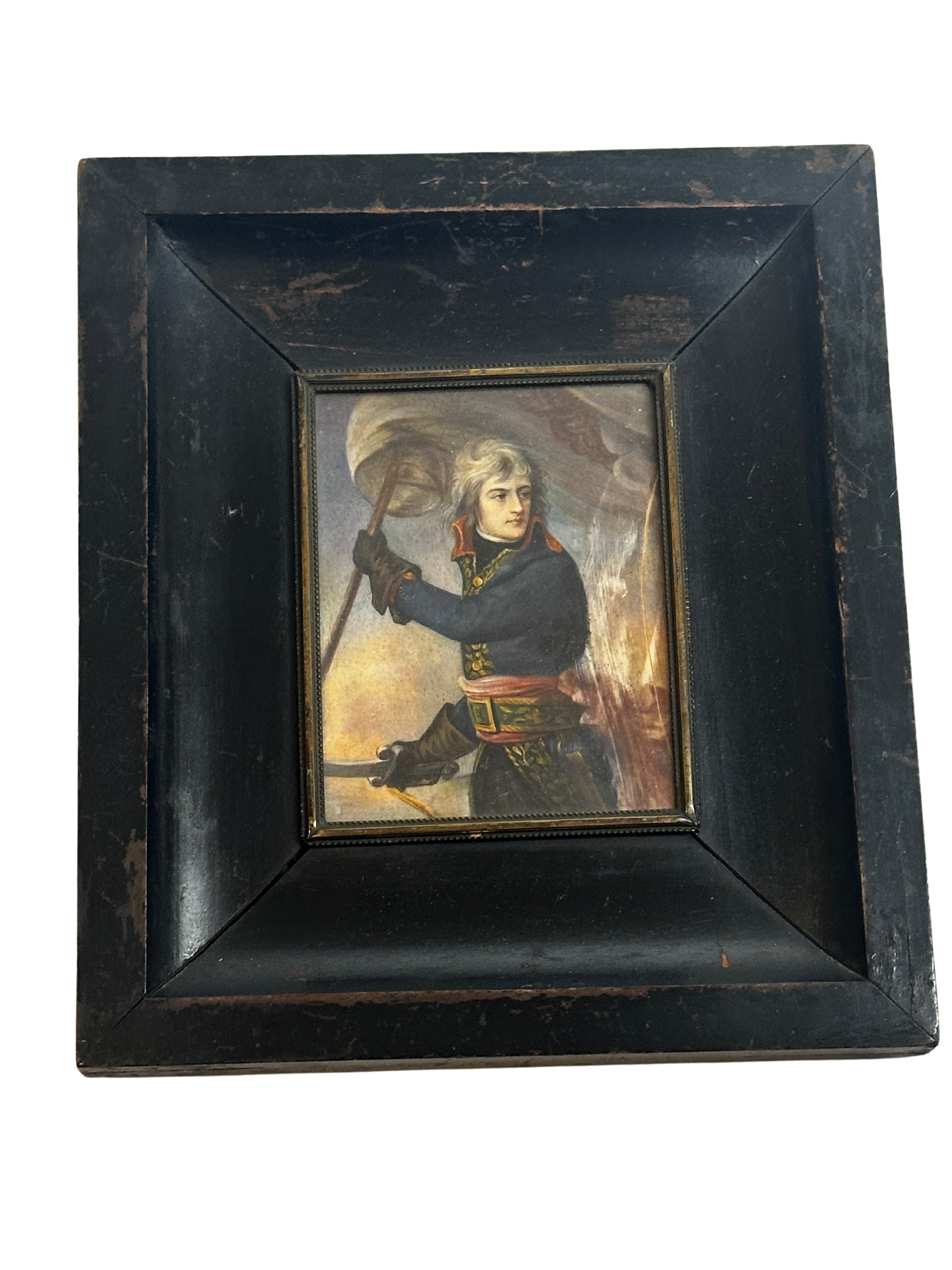 19th C Miniature Portrait of Napoleon Bonaparte at the Bridge of Arcole (After Antoine-Jean Gros)