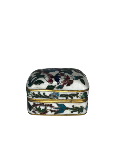 Antique Cloisonné Enamel Trinket Box with Floral Motifs