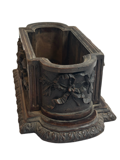 19th Century French Black Forest Style Carved Jardiniere with Musical Motif