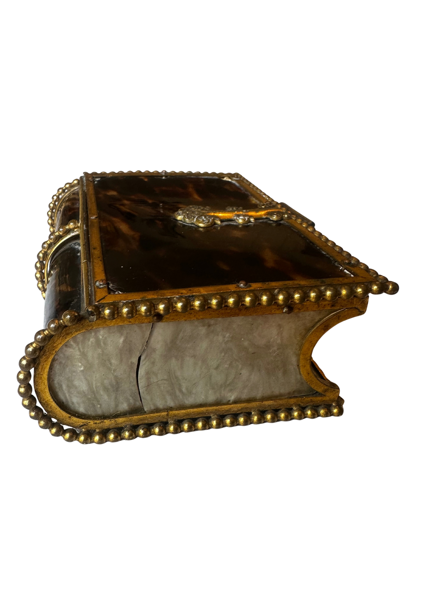 French Tortoiseshell and Mother-of-Pearl Mounted Book Form Box