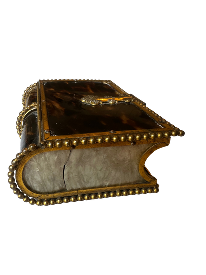 French Tortoiseshell and Mother-of-Pearl Mounted Book Form Box